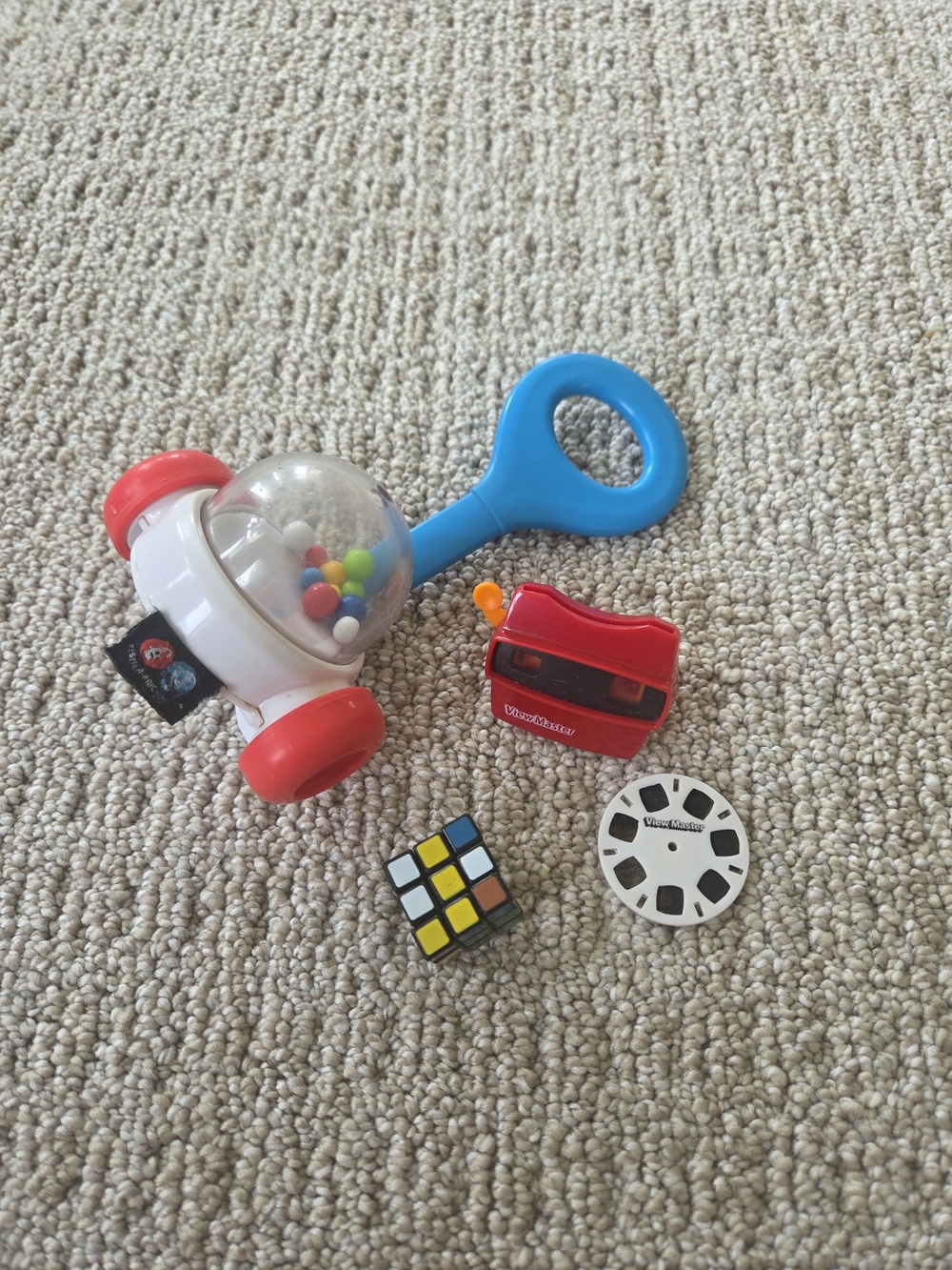 Fisher-Price Blue & Red Baby Rattle Push Toy with Colorful Beads